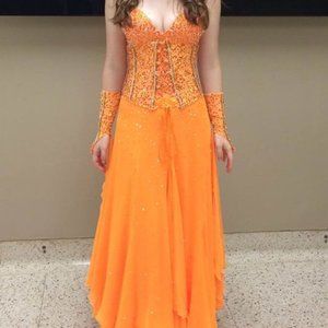 Orange Ballroom Competition Dress